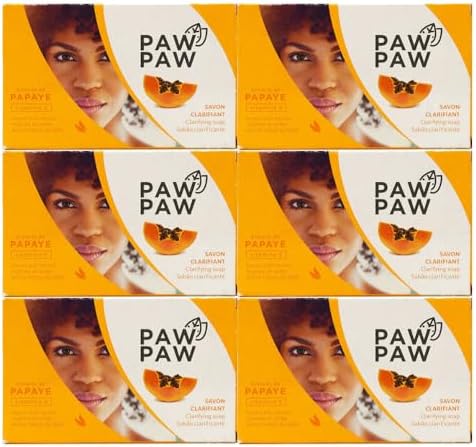 E de B Paw Paw Skin & Body Clarifying Bar Soap Papaye Papaya Extracted with Vitamin E, 180g./6.3oz. (Pack of 6)