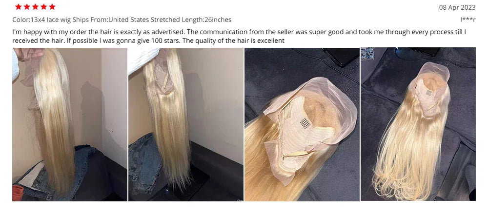 HD Transparent 613 Blonde Straight 200 Density 13x4 13x6 Lace Front Human