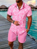 2025 Summer Bestselling Men's Suit, Colorful Floral Print Lapel Men's Shirt Short Sleeves,