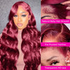 Abijale 99J Burgundy HD Lace Front Wig Human Hair