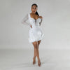 2025 Long Sleeve V Neck Transparent Club Dress Sexy Glittering