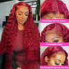 200% 99J Burgundy Deep Wave 13x6 HD Lace Frontal Human Hair Wig