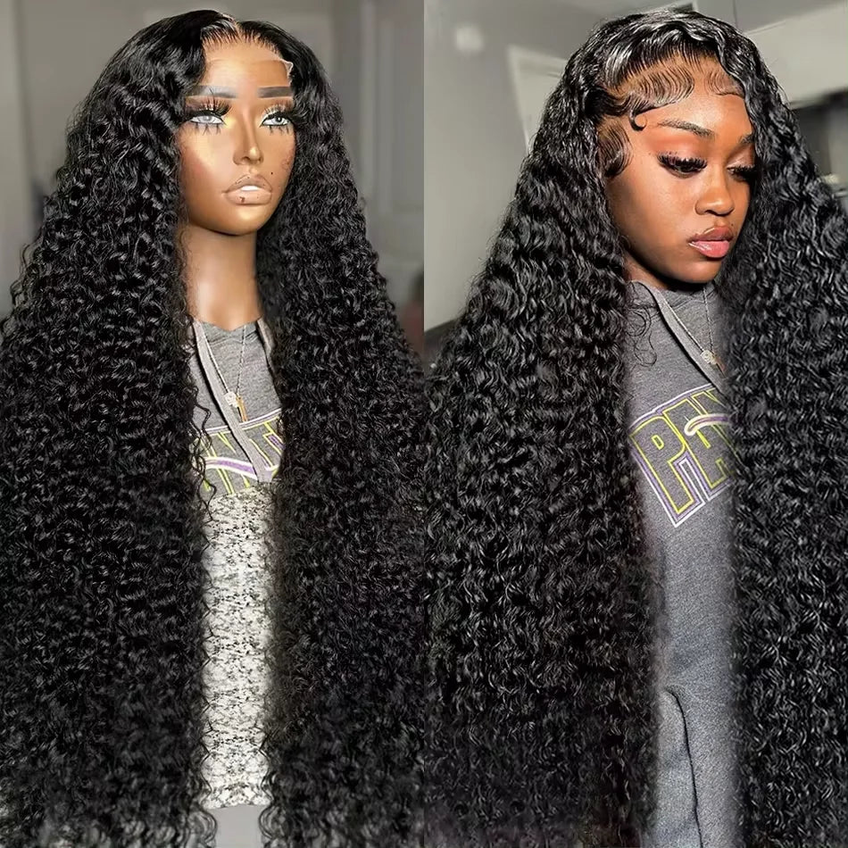200% HD Transparent Deep Wave Frontal Wig 36 Inch 13x4/13x6 Curly Lace