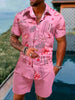 2025 Summer Bestselling Men's Suit, Colorful Floral Print Lapel Men's Shirt Short Sleeves,