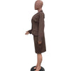 CM.YAYA Women's Set Full Sleeve Button Blazer + Skirts Suit