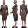 CM.YAYA Women's Set Full Sleeve Button Blazer + Skirts Suit