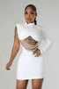 CM.YAYA Women Full Sleeve Elegant O-neck Mini Dress