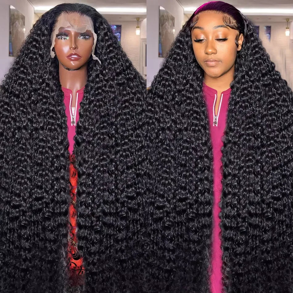 200% HD Transparent Deep Wave Frontal Wig 36 Inch 13x4/13x6 Curly Lace