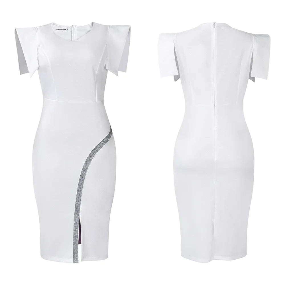 Elegant Dresses for Woman 2025 O Neck Short Sleeve Sheath Package