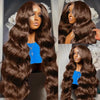 30 36 Inch 220 Density Chocolate Brown Body Wave 13x4 Lace Front Human
