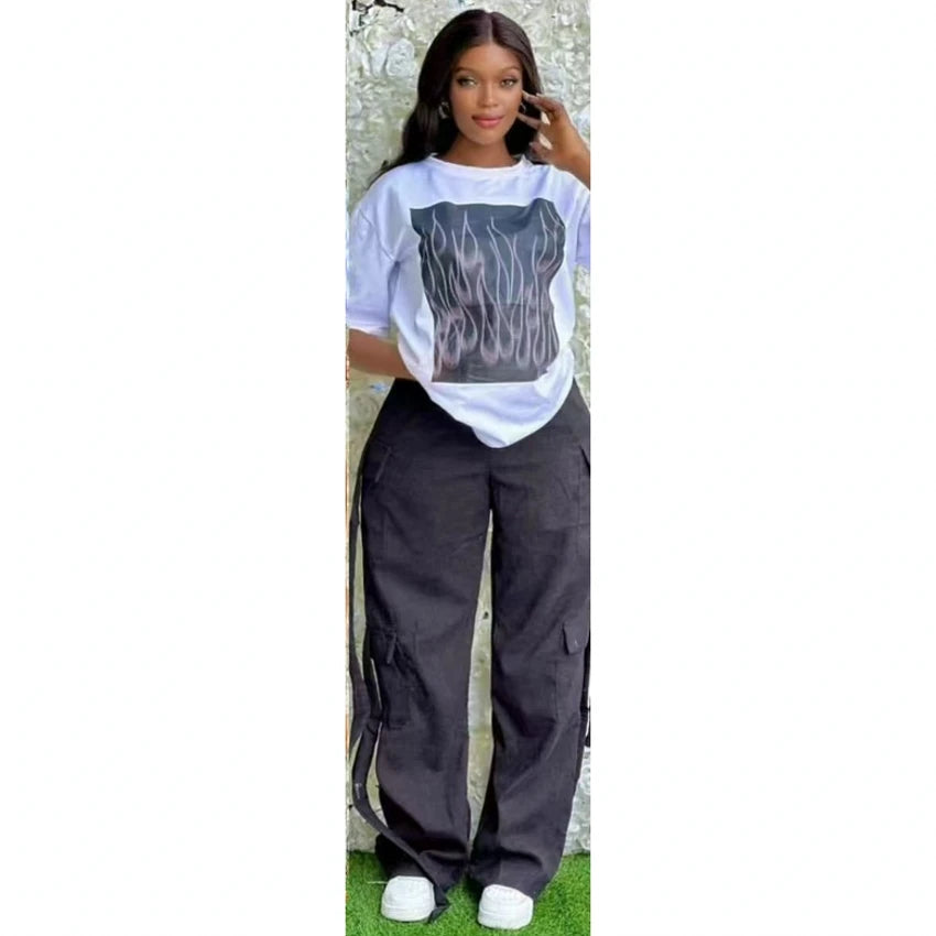 2 Pieces Women's Sets 2025 Spring Summer Pocket Pullover Suit Short Sleeve