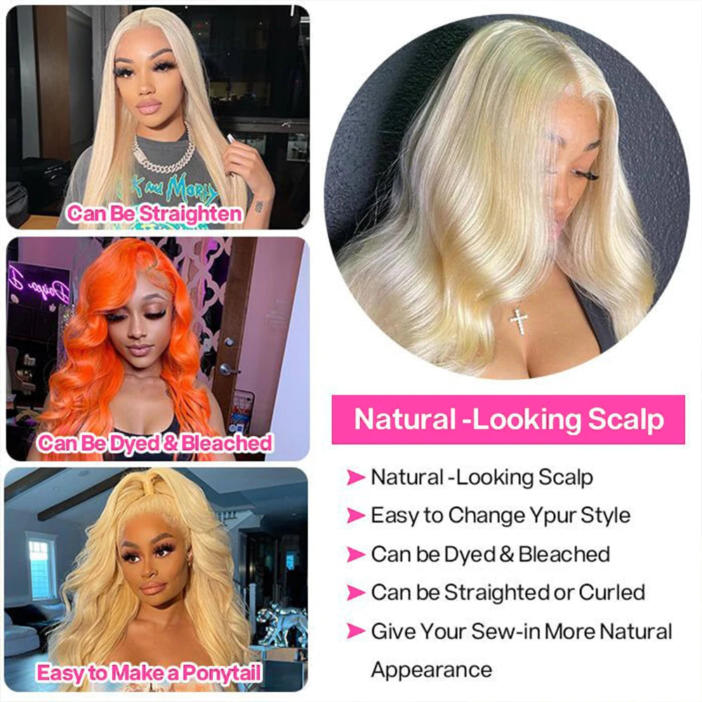 HD Transparent Blonde Body 13x4 13x6 Lace Front Human Hair Wigs