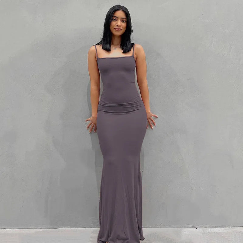 2025 Summer Dresses For Women Sexy Spaghetti Strap Black Long Dress