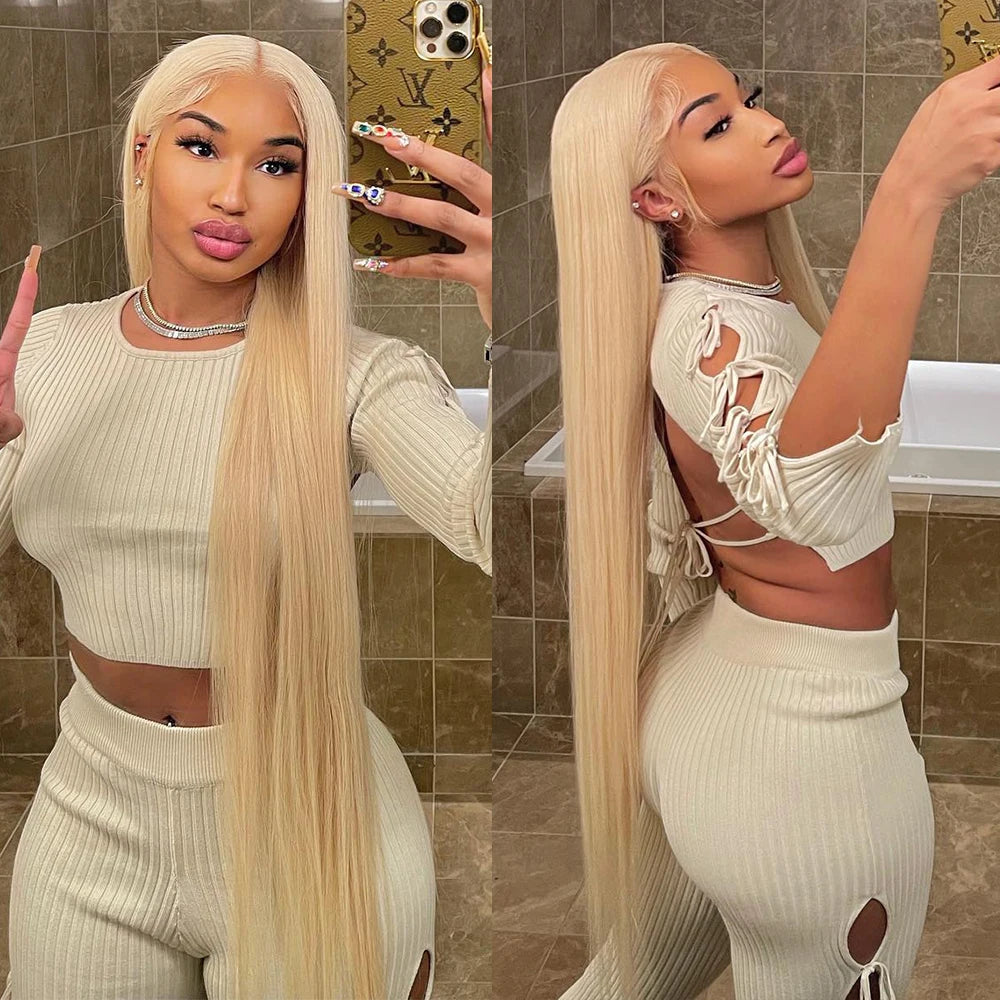 HD Transparent 613 Blonde Straight 200 Density 13x4 13x6 Lace Front Human