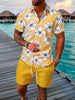 2025 Summer Bestselling Men's Suit, Colorful Floral Print Lapel Men's Shirt Short Sleeves,