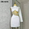 CM.YAYA Women Full Sleeve Elegant O-neck Mini Dress