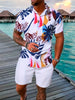 2025 Summer Bestselling Men's Suit, Colorful Floral Print Lapel Men's Shirt Short Sleeves,