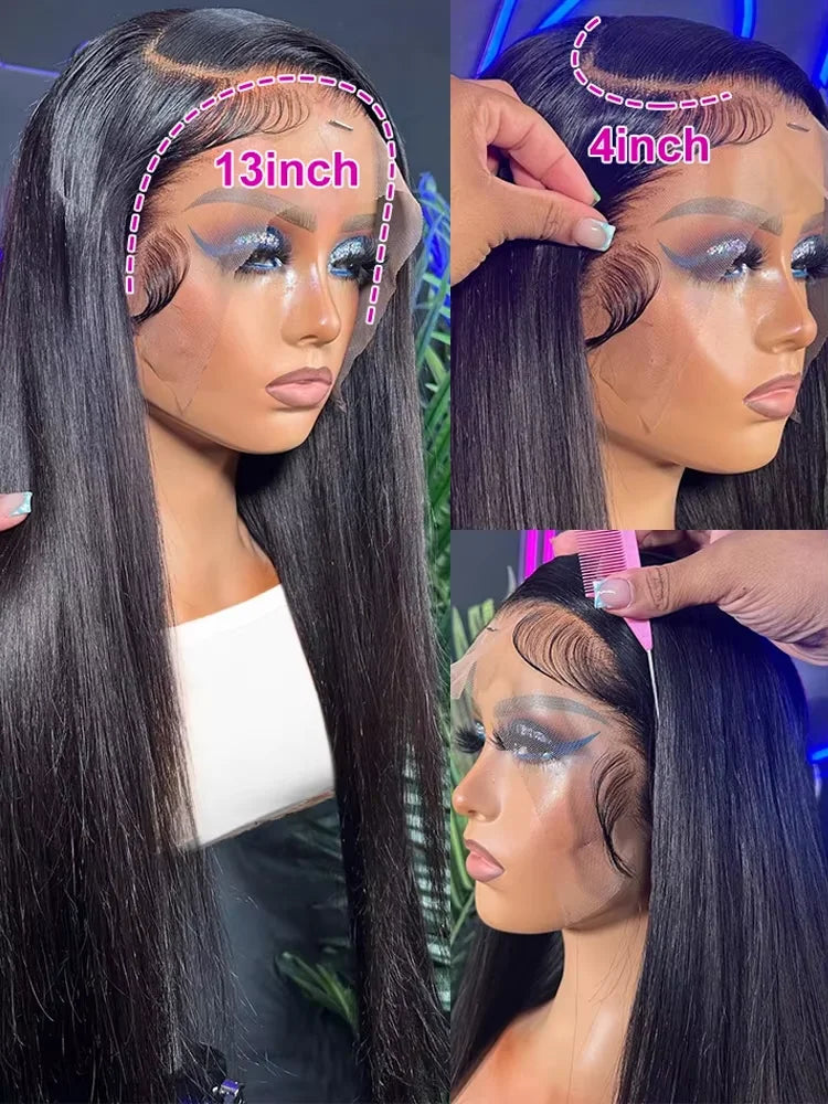 46 50 Inch 13x4 13x6 HD Transparent Bone Straight Lace Front Wigs
