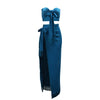CM.YAYA Women's Set Strapless Crop Top + Ruched Split Tassel Long