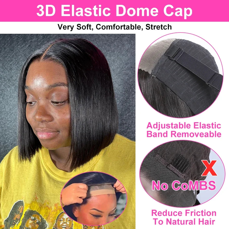 200 Density 13x4 Straight Short Bob Wig Lace Front Human Hair Wigs For Women