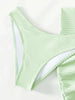 2025 Solid Halter String 3 Piece Bikini String Skirt Swimsuit