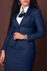 CM.YAYA Women's Set Full Sleeve Button Blazer + Skirts Suit