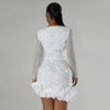 2025 Long Sleeve V Neck Transparent Club Dress Sexy Glittering