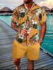 2025 Summer Bestselling Men's Suit, Colorful Floral Print Lapel Men's Shirt Short Sleeves,