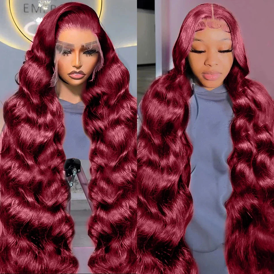 99J Burgundy Lace Frontal Wig 13x6 Body Wave Lace Front Wig