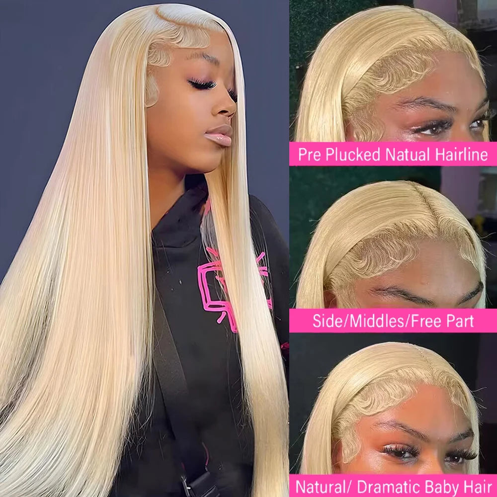 HD Transparent 613 Blonde Straight 200 Density 13x4 13x6 Lace Front Human
