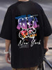 New York Art Word Cartoon Bear Sunset Scenery Design T Shirts Men