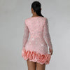 2025 Long Sleeve V Neck Transparent Club Dress Sexy Glittering