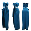 CM.YAYA Women's Set Strapless Crop Top + Ruched Split Tassel Long