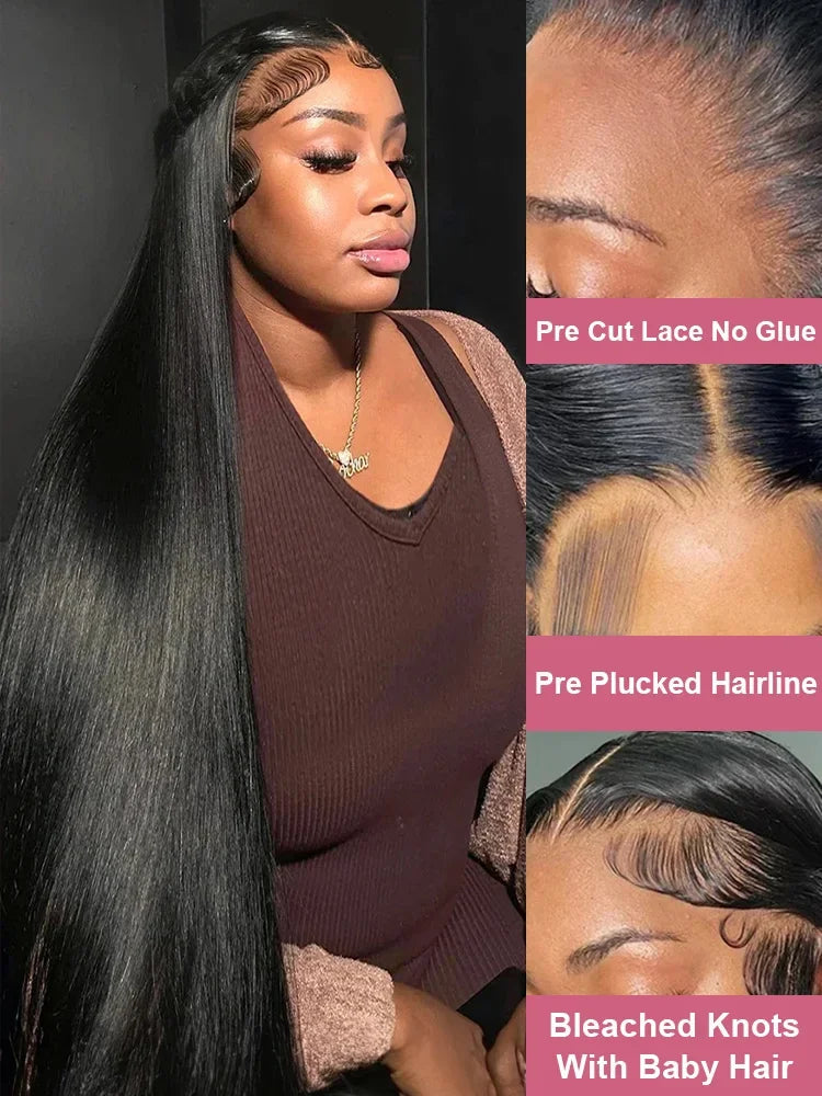46 50 Inch 13x4 13x6 HD Transparent Bone Straight Lace Front Wigs