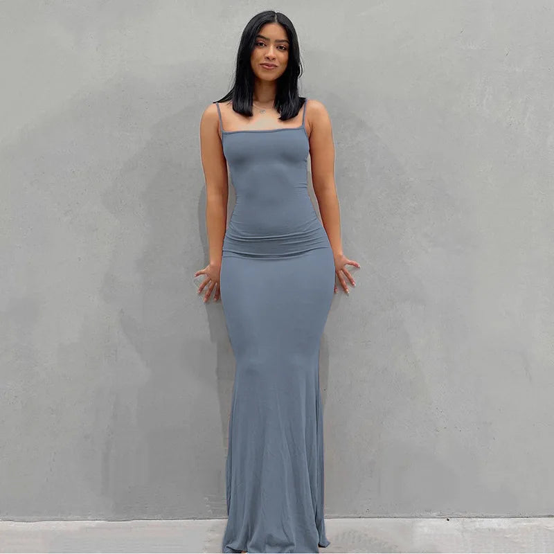 2025 Summer Dresses For Women Sexy Spaghetti Strap Black Long Dress