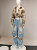 CM.YAYA Washed Denim Women's Set Full Sleeve Floral Jacket