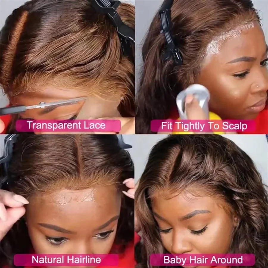 30 36 Inch 220 Density Chocolate Brown Body Wave 13x4 Lace Front Human