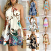 Tropical Print Halter Neck Dress, Vacation Style Backless