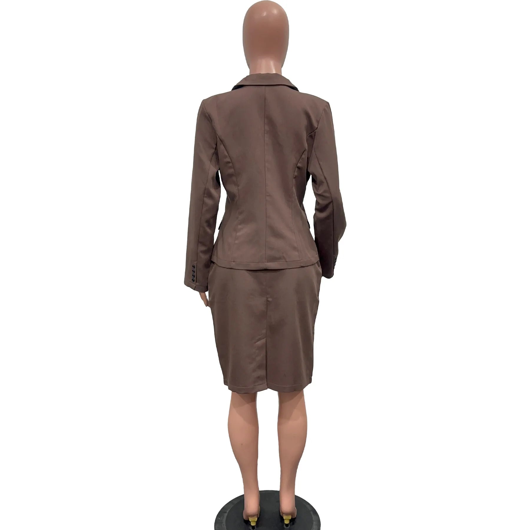 CM.YAYA Women's Set Full Sleeve Button Blazer + Skirts Suit