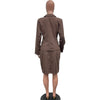 CM.YAYA Women's Set Full Sleeve Button Blazer + Skirts Suit