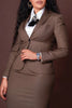 CM.YAYA Women's Set Full Sleeve Button Blazer + Skirts Suit
