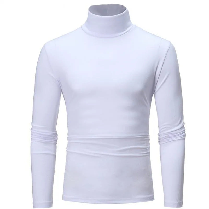 Autumn Winter Men's High Neck T-shirt Slim Fit Fashion High