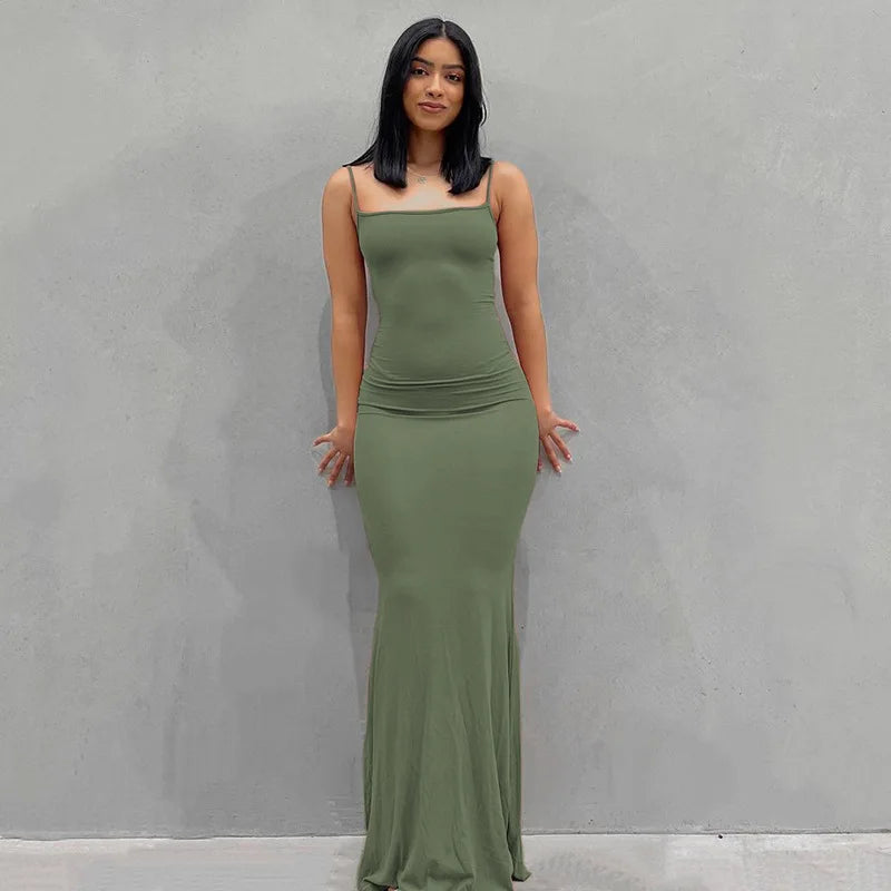 2025 Summer Dresses For Women Sexy Spaghetti Strap Black Long Dress