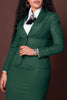 CM.YAYA Women's Set Full Sleeve Button Blazer + Skirts Suit