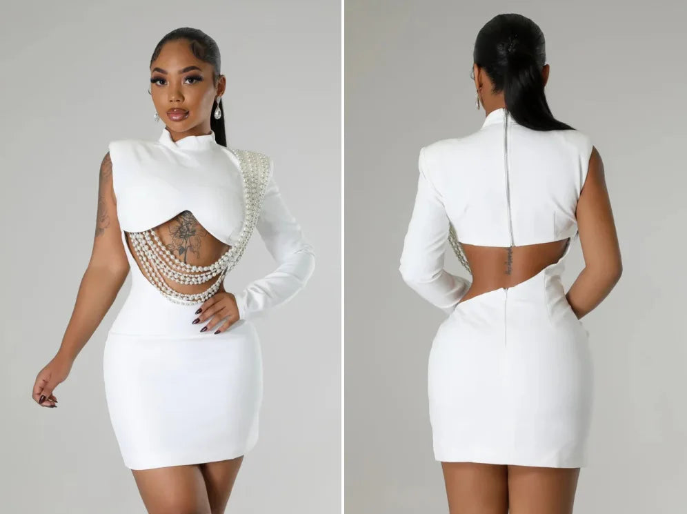 CM.YAYA Women Full Sleeve Elegant O-neck Mini Dress