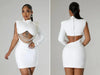 CM.YAYA Women Full Sleeve Elegant O-neck Mini Dress