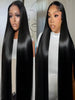 46 50 Inch 13x4 13x6 HD Transparent Bone Straight Lace Front Wigs