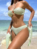 2025 Solid Halter String 3 Piece Bikini String Skirt Swimsuit