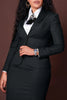 CM.YAYA Women's Set Full Sleeve Button Blazer + Skirts Suit