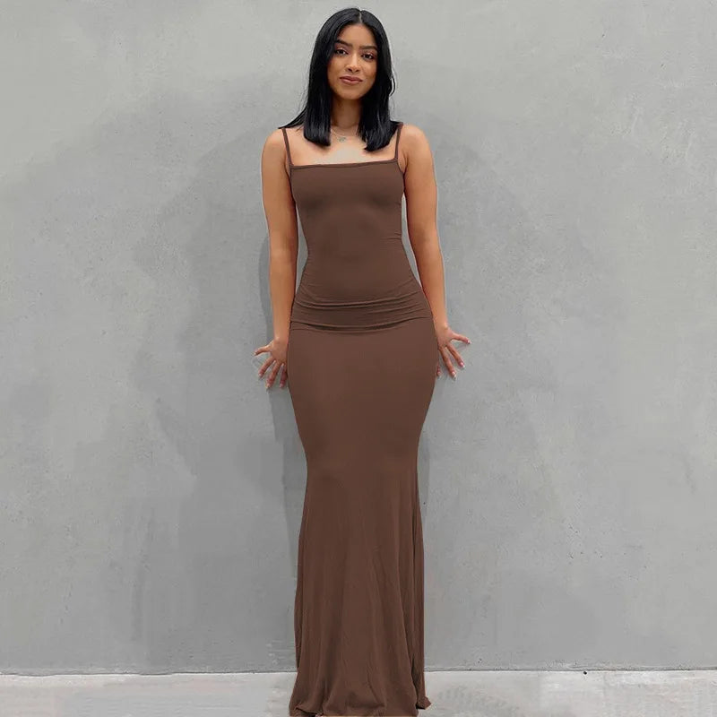 2025 Summer Dresses For Women Sexy Spaghetti Strap Black Long Dress